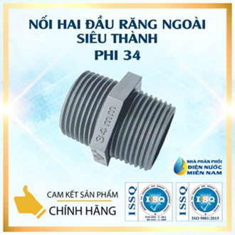 Nối hai đầu răng ngoài nhựa upvc siêu thành