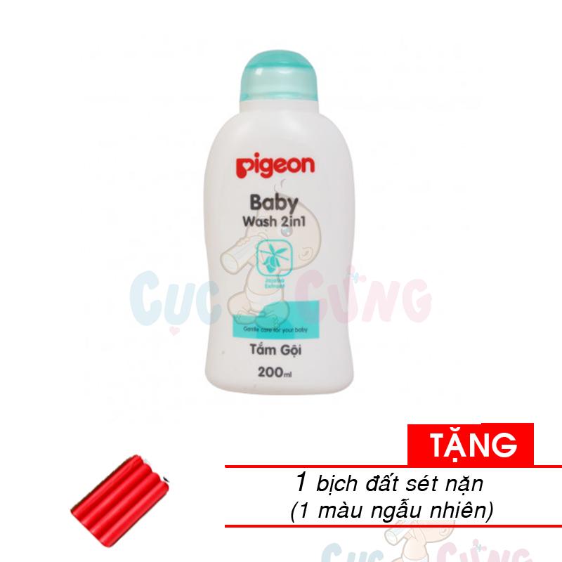 Sữa tắm gội Pigeon 200ml (có 2 màu) Tặng 1 miếng đất sáp màu ngẫu nhiên - sua tam goi