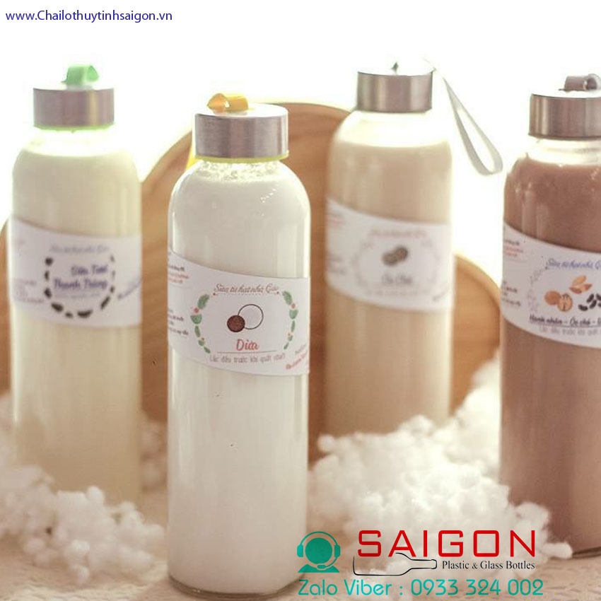 [HCM]Chai Thủy Tinh 300ml nắp dây