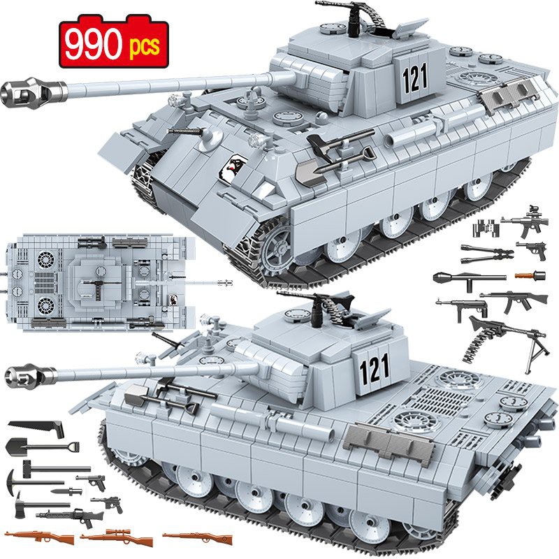 Đồ chơi lắp ráp mô hình Quan Guan 100064 Panther Tank 121 Siêu tank Panther phát xít Đức