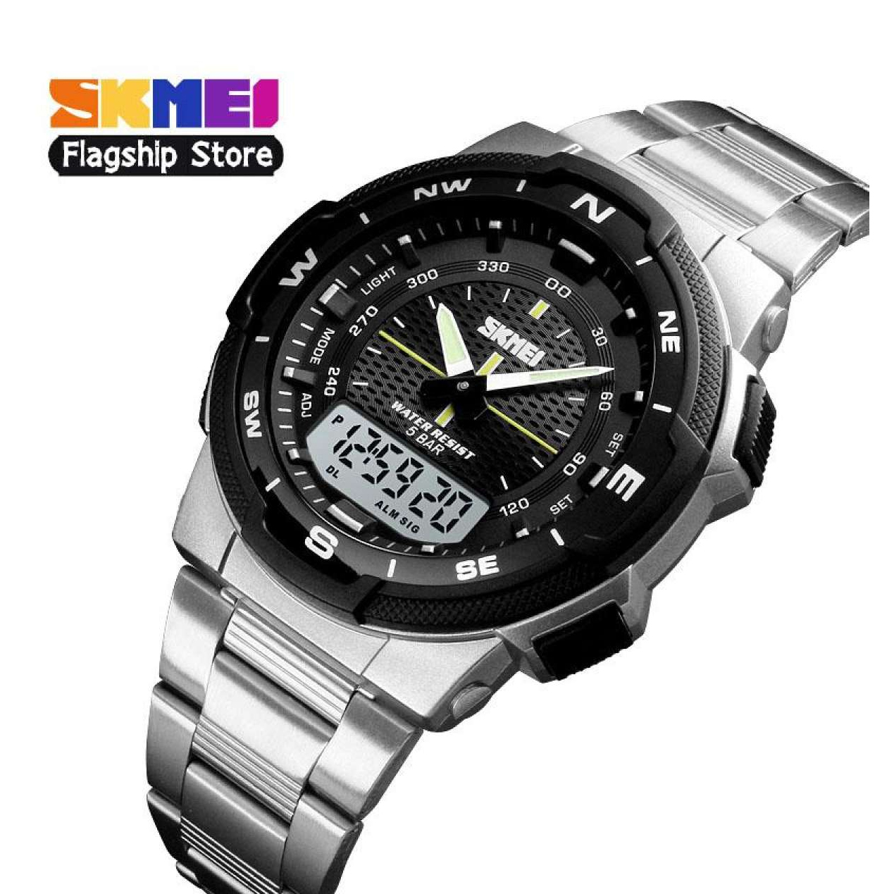 Đồng hồ thể thao SKMEI 1370 cho nam đồng hồ đeo tay điện tử đa năng bằng thép không gỉ chống nước thời trang thường ngày