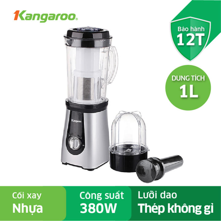 Máy xay sinh tố đa năng Kangaroo KG3B4 1 L, 3 cối nhựa, lưỡi xay thép không gỉ, 2 tốc độ xay, 1 chức năng tạo xung, nút vặn, bảo hành chính hãng 12…