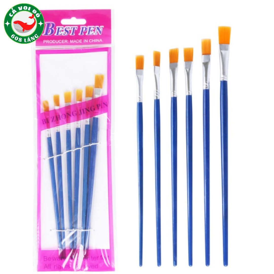 Set 6 cọ xanh đầu tròn/đầu bẹt Best pen