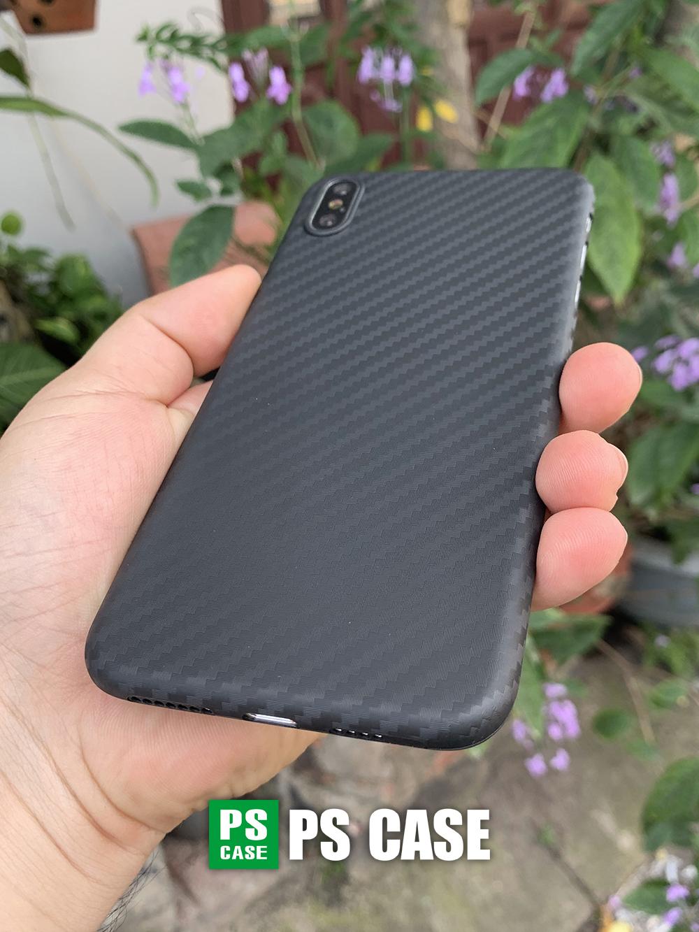 Ốp lưng siêu mỏng, vân carbon dành cho  iPhone XS Max - Màu đen - PS Case Phân Phối