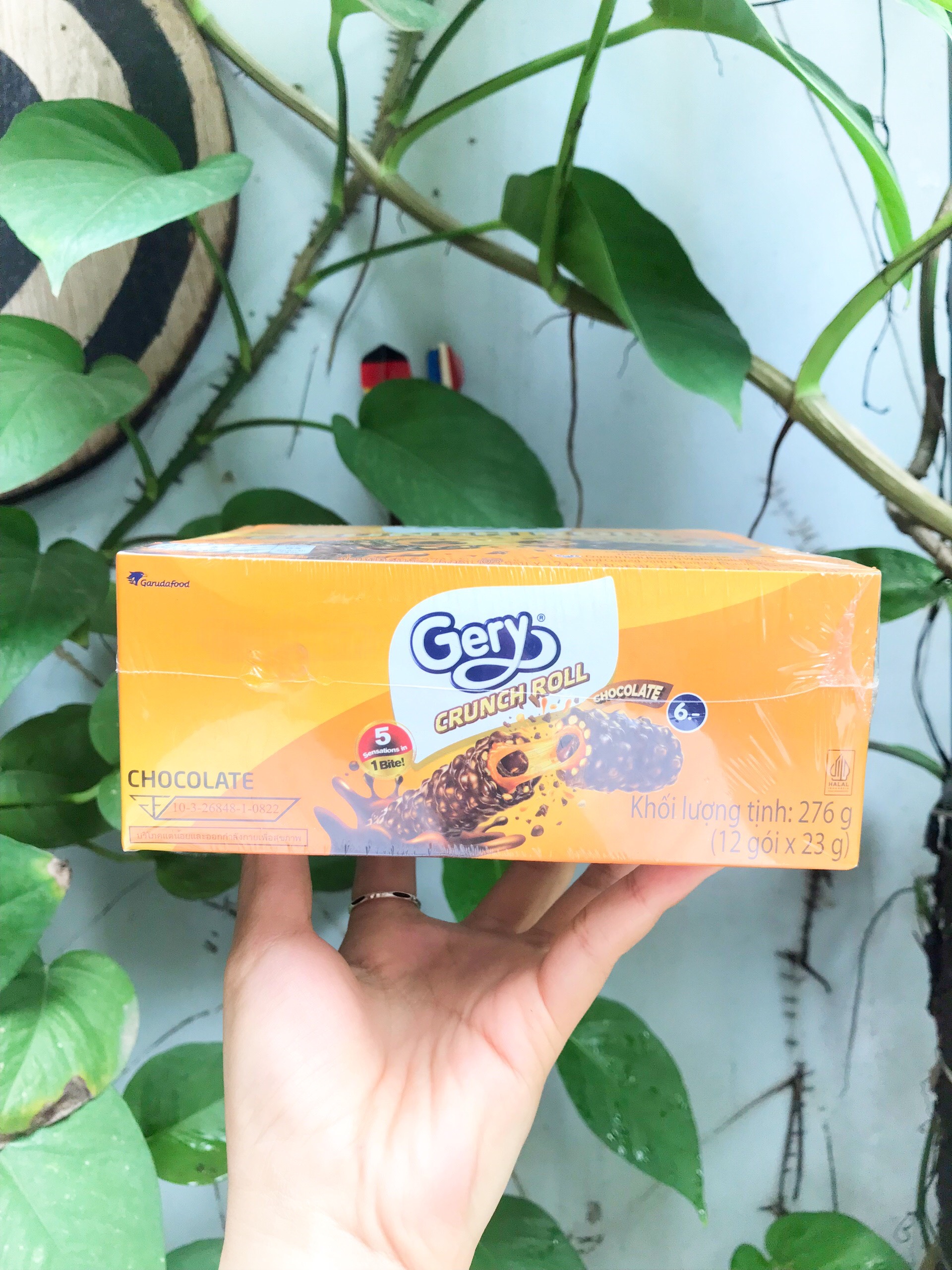 Bánh ỐNG Gery Ống Sôcôla Crunch Roll Chocolate 276g (Hộp 12 cái x 23g vàng)