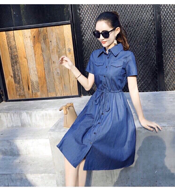 [HCM]ĐẦM JEAN XOÈ EO DÂY RÚT