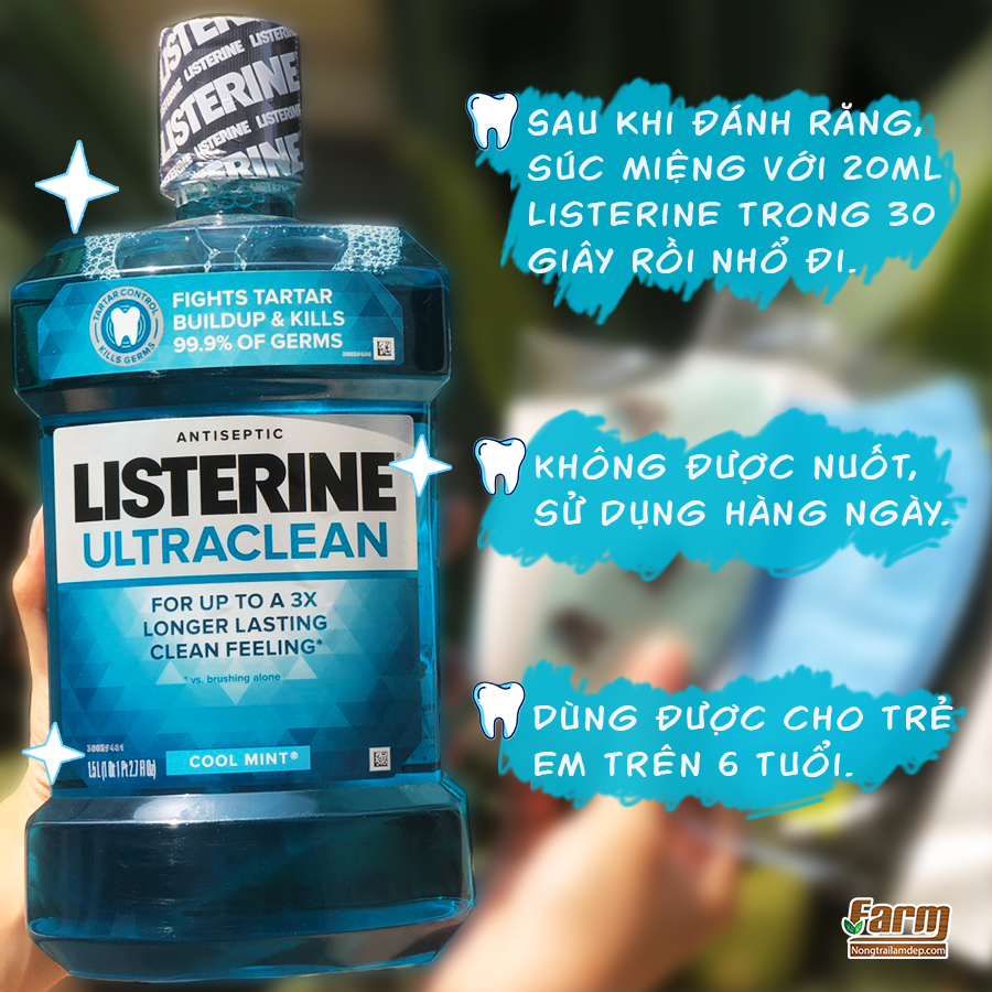 Nước Súc Miệng Listerine Ultra Clean Cool Mint 1500ml