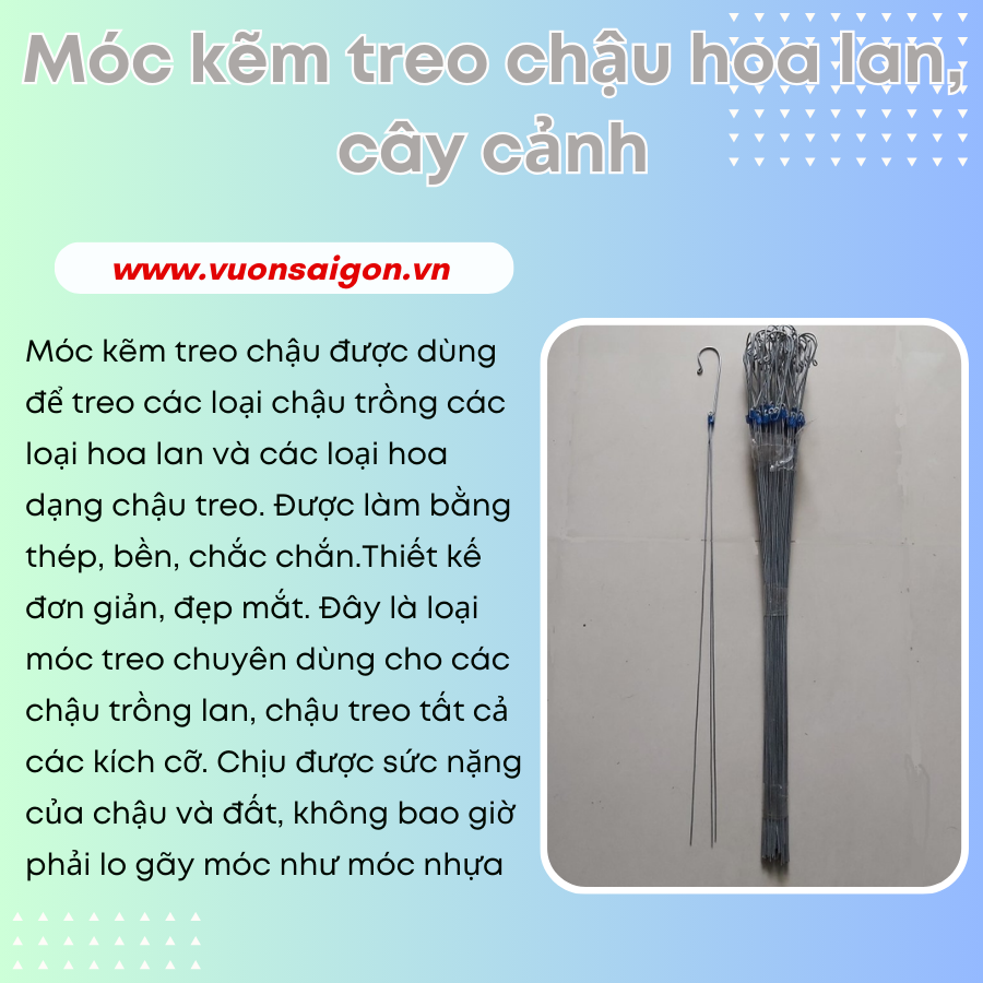 Combo 10 Móc kẽm treo chậu lan 8 tấc - kẽm chắc bền, chịu lực, dày (Vườn Sài Gòn - Vuon Sai Gon)
