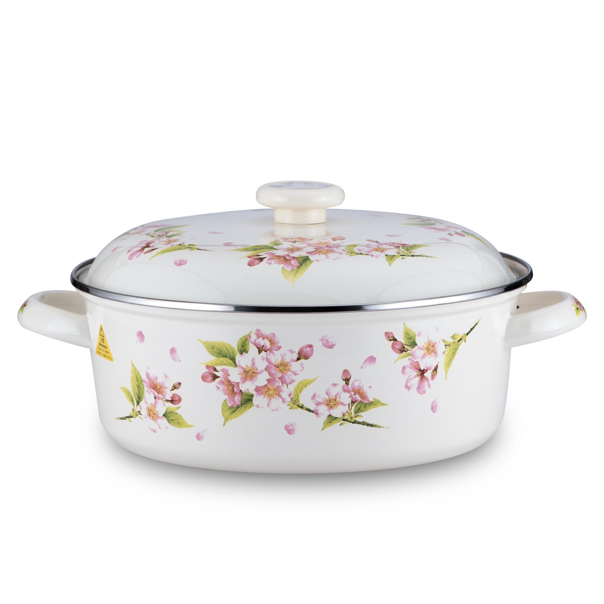 Nồi tráng men FUJIHORO 18, 20,25CM ( HOA HÀ LAN)1.2L,2.2L,3.2L. sử dụng được bếp từ.nhập khẩu THÁI LAN.Tặng 2 vá canh inox
