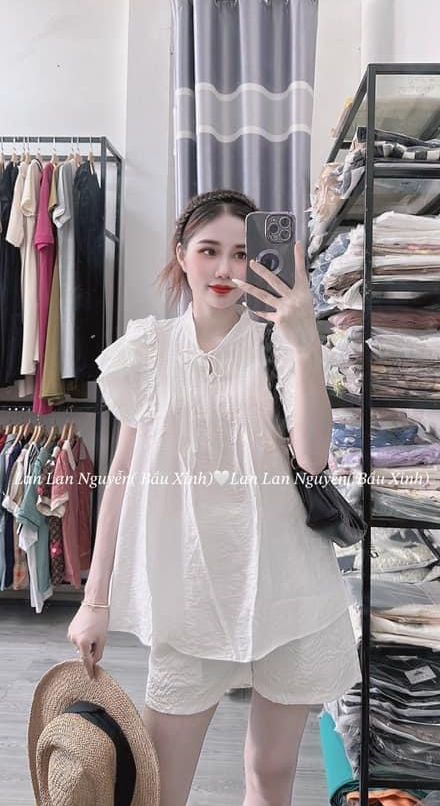 [Có ảnh thật] Áo bầu sơ mi trắng - Áo bầu công sở đẹp