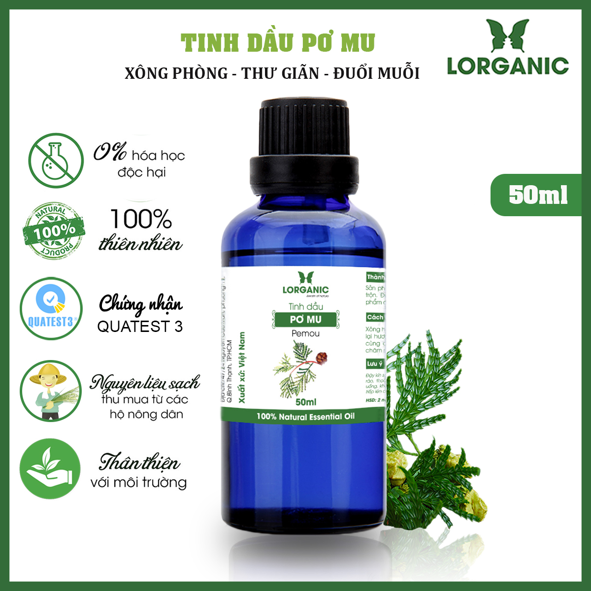 [HCM]Tinh dầu pơ mu Lorganic 10ml, 50ml