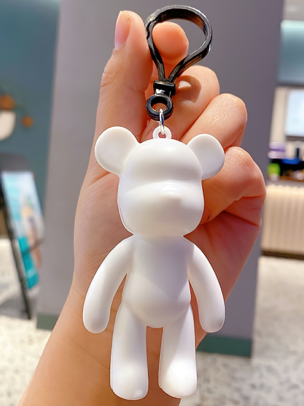 Móc Khóa Nhựa Trắng Nhiều Hình Gấu Bearbrick, Thỏ Bunny Phụ kiện Đổ Loang Màu