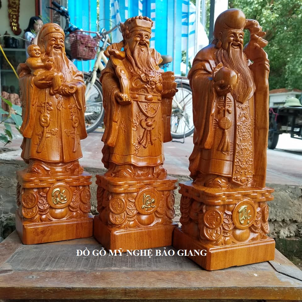 Tượng tam đa gỗ hương cao 40 cm