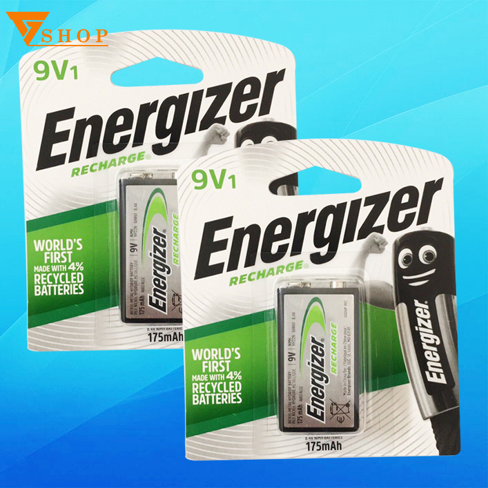 2 vỉ Pin sạc 9V 175mAh Energizer (1 vỉ 1 viên) chính hãng
