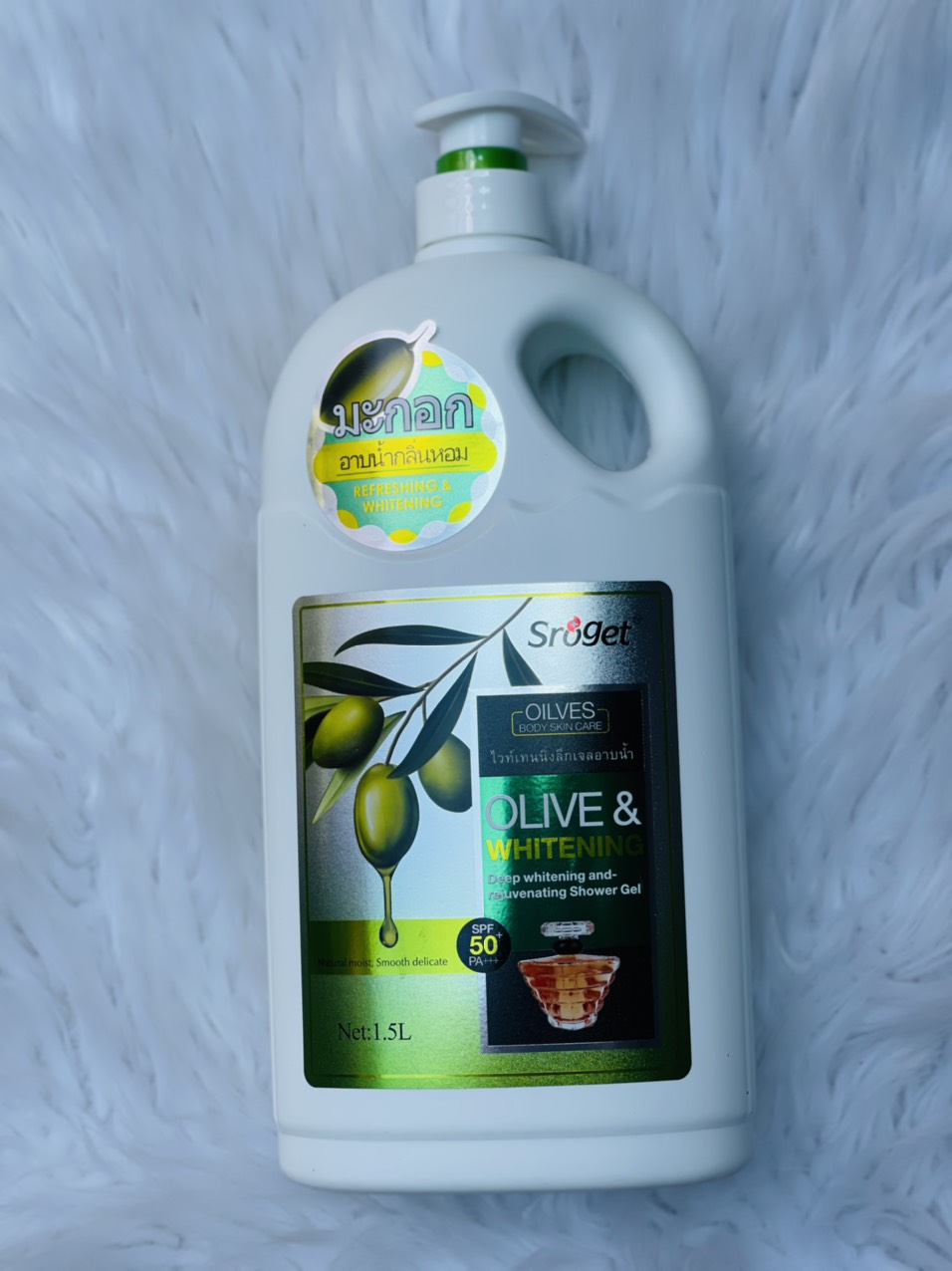 Sữa tắm Trắng da chóng nắng 1,5L Thái Lan (SPF50+++: Sroget Collagen,  Sroget Olive), (SPF60+++: Sroget Pertume, Sroget Luxury)