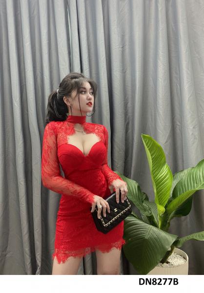 Đầm body tay dài ren cúp ngực