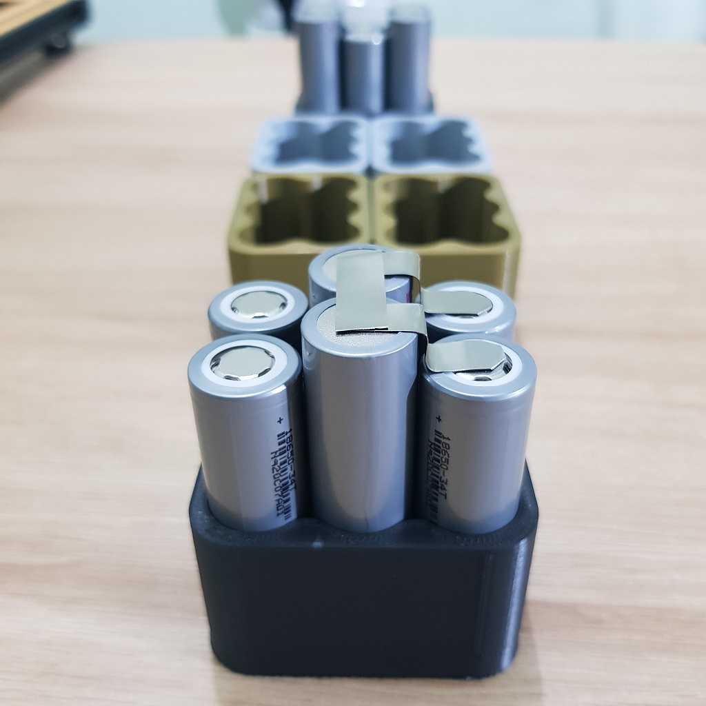 [DIY] Khuôn đóng cell pin 18650, 3 cell 2 hàng thấp cao dành cho pin máy Ryobi | Black & Decker 12v