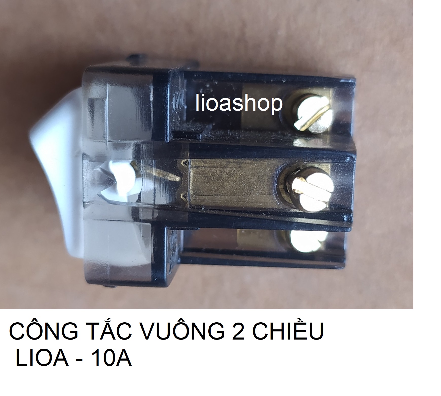 BỘ 2 HẠT CÔNG TẮC VUÔNG 1 CHIỀU VÀ 2 CHIỀU - 10A LiOA.