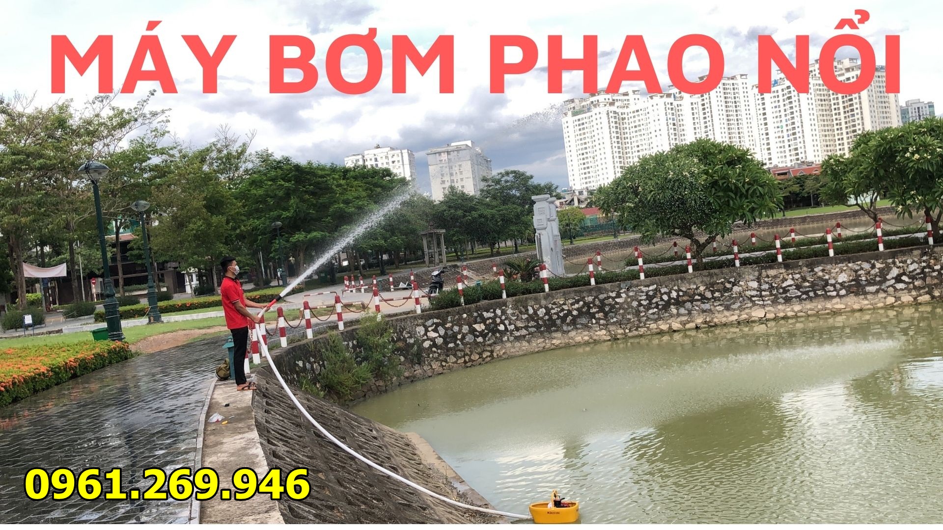 Máy bơm phao nổi bơm tưới cây, máy bơm nước dạng thuyền Kawasaki