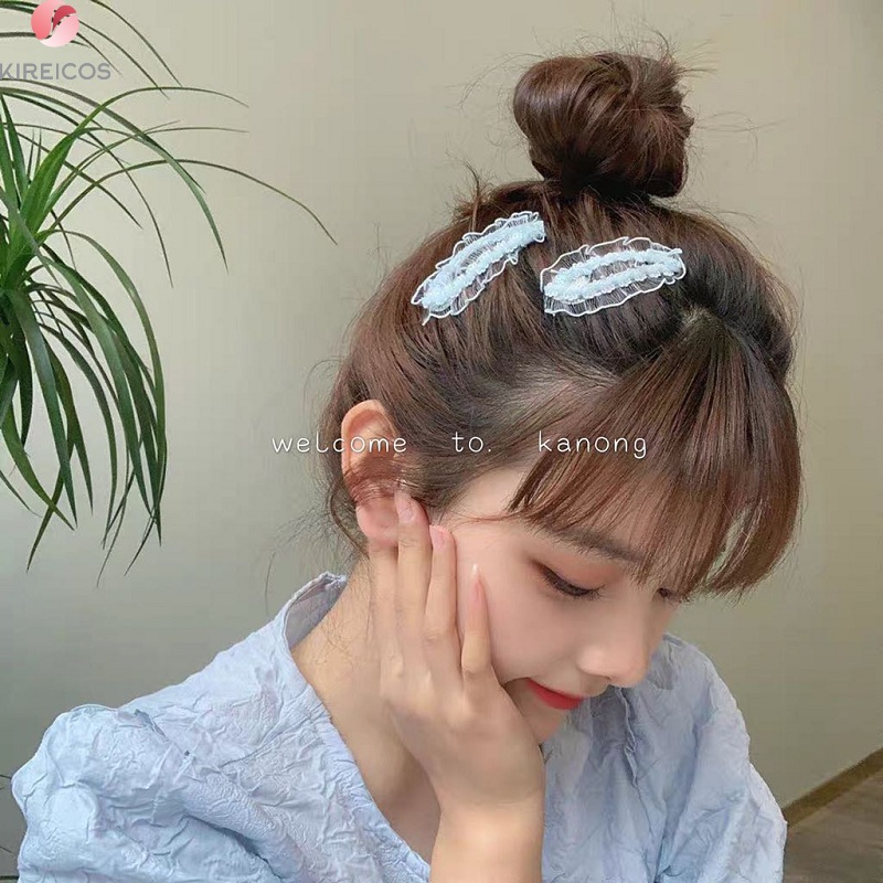 [HCM]Set 2 kẹp tóc mái có ren siêu xinh - kireicos