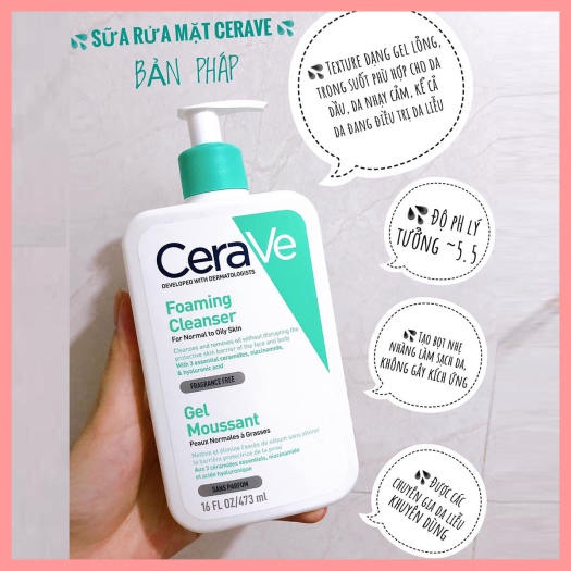 Sữa Rửa Mặt Cerave Foaming Facial Cleanser 236Ml Pháp