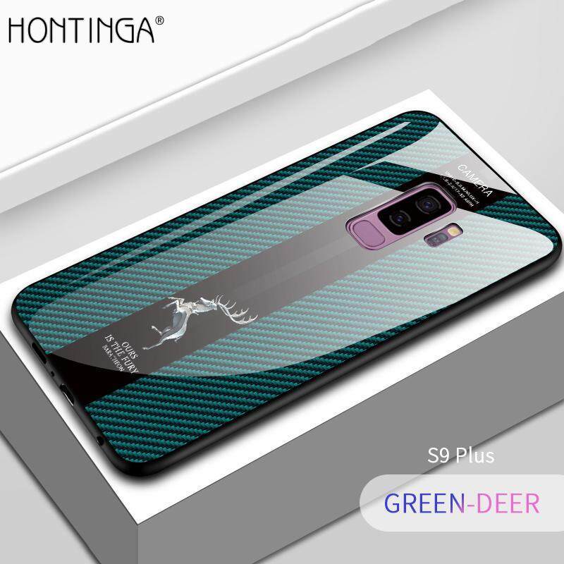 Dragon And Deer Luxury Fashion Shockproof Tempered Glass Case For Samsung Galaxy S9 S9 Plus + Case TPU Protective Hard Casing cover