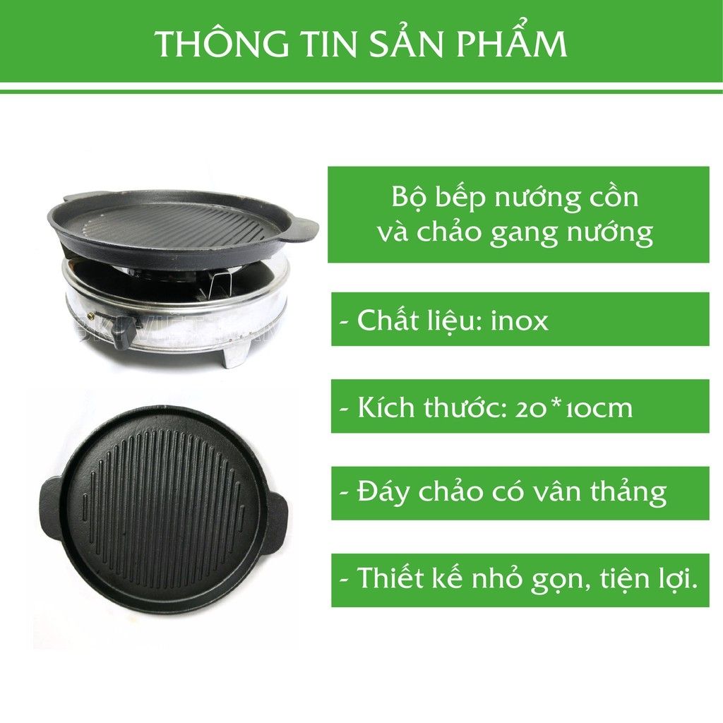 BẾP CỒN INOX KÈM CHẢO GANG