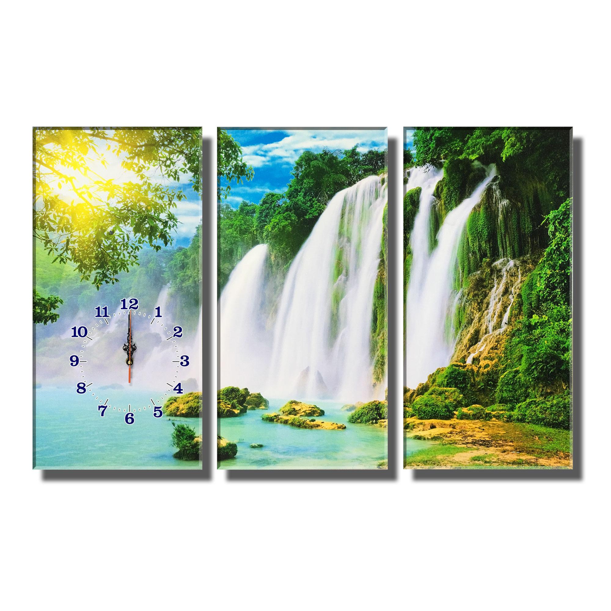 Tranh treo tường - Tiền Vô Như Nước 01 - Tranh Minh Hiền (3 tranh ghép có đồng hồ - KT 60 x 90cm)