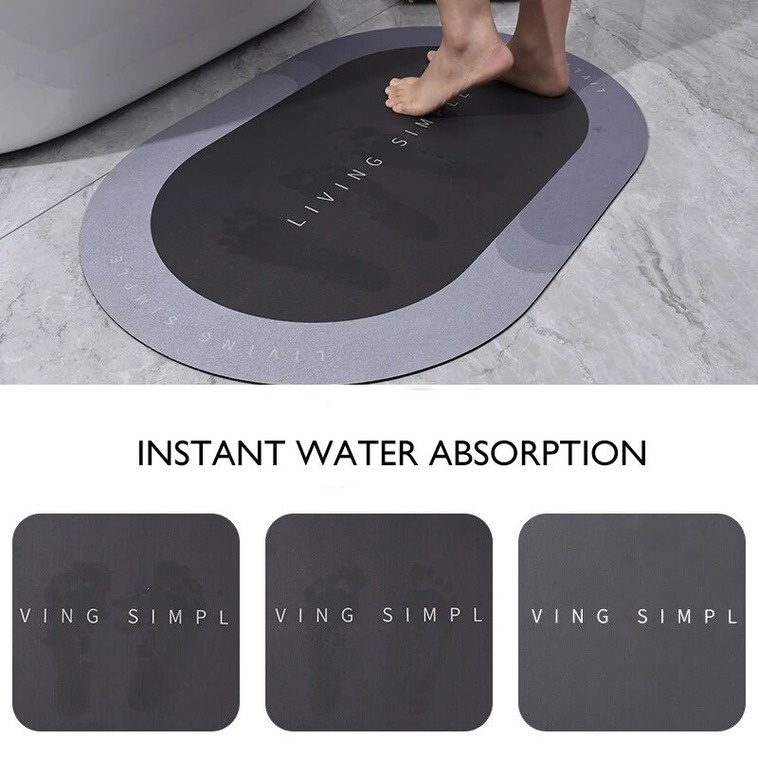 Thảm lau chân nhà tắm Silicon BATH MAT hút nước siêu thấm, Thảm chùi chân thấm nước chất liệu chống trượt cao cấp