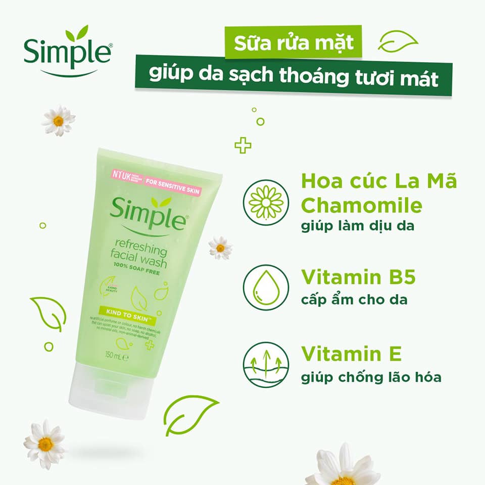 Sữa Rửa Mặt Simple Refreshing Facial Wash 150ml