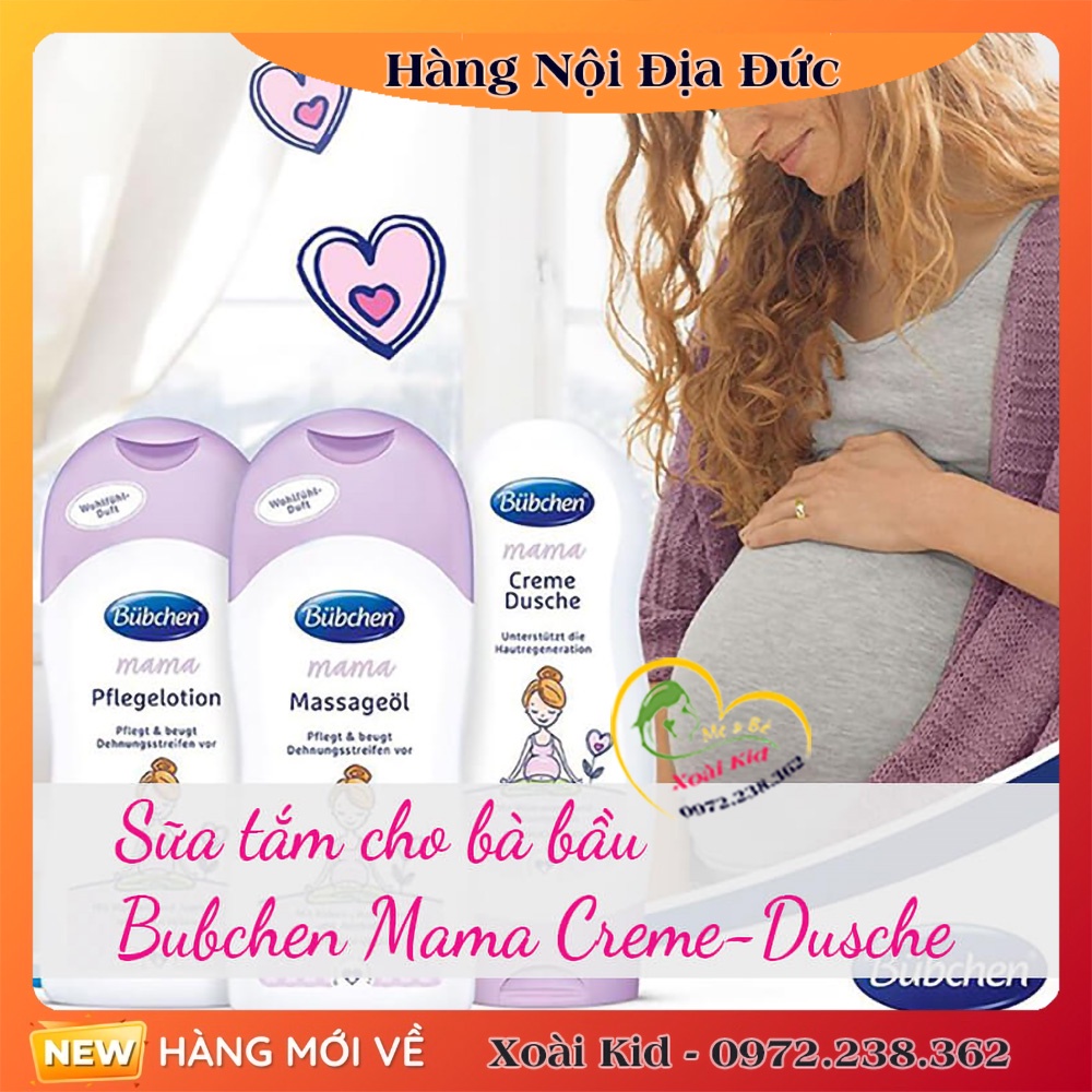 Sữa tắm và dưỡng thể Bubchen mama mẫu mới hàng Đức cho bà bầu