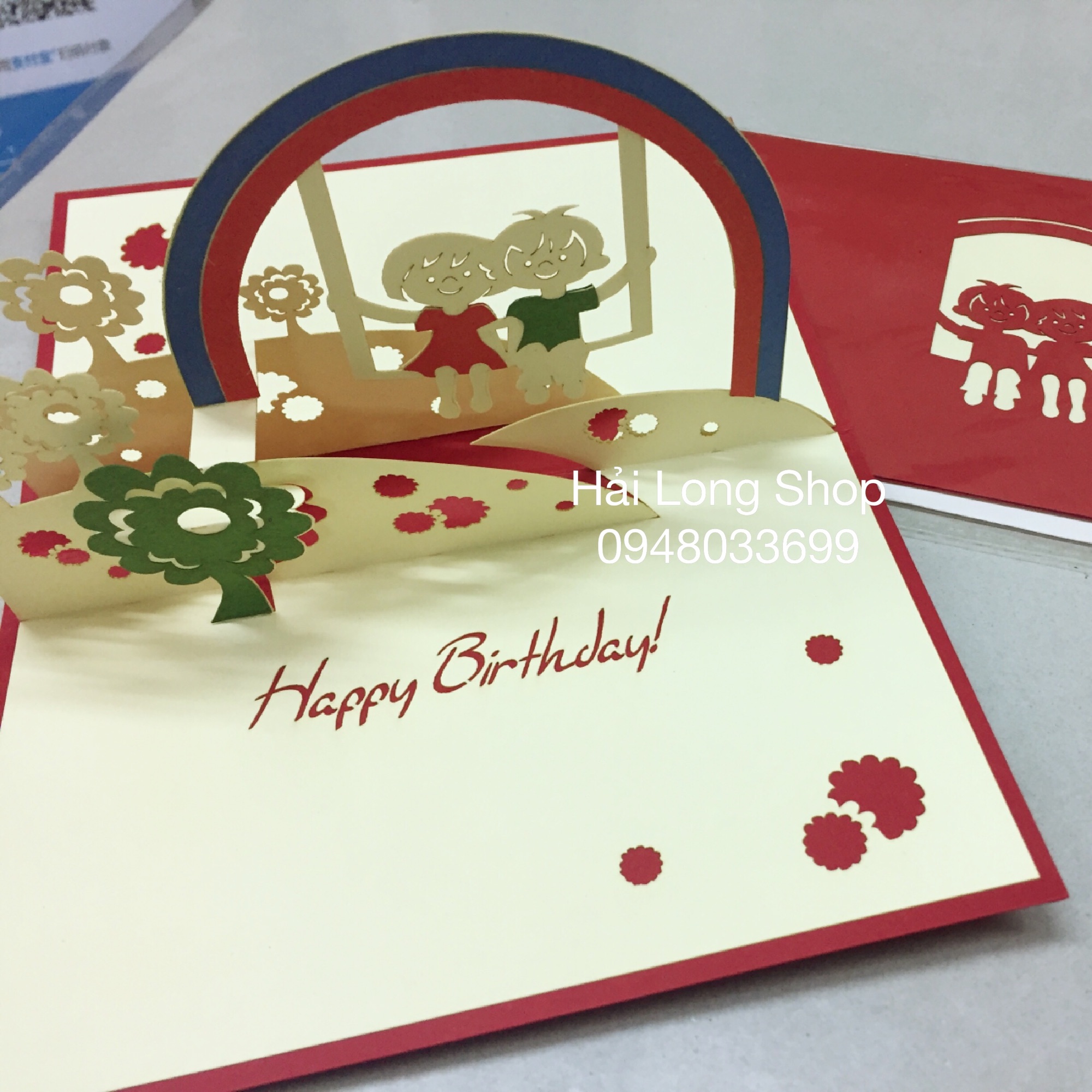 Bé ngồi xích đu - Sinh Nhật - Birthday - Thiệp 3D