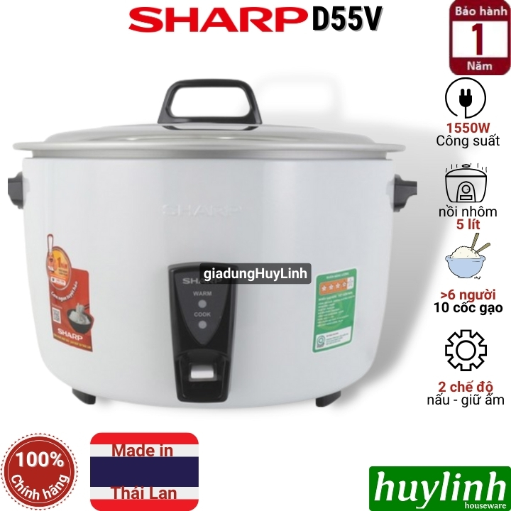 [HCM]Nồi cơm điện công nghiệp nắp rời Sharp KSH-D55V - 5 lít