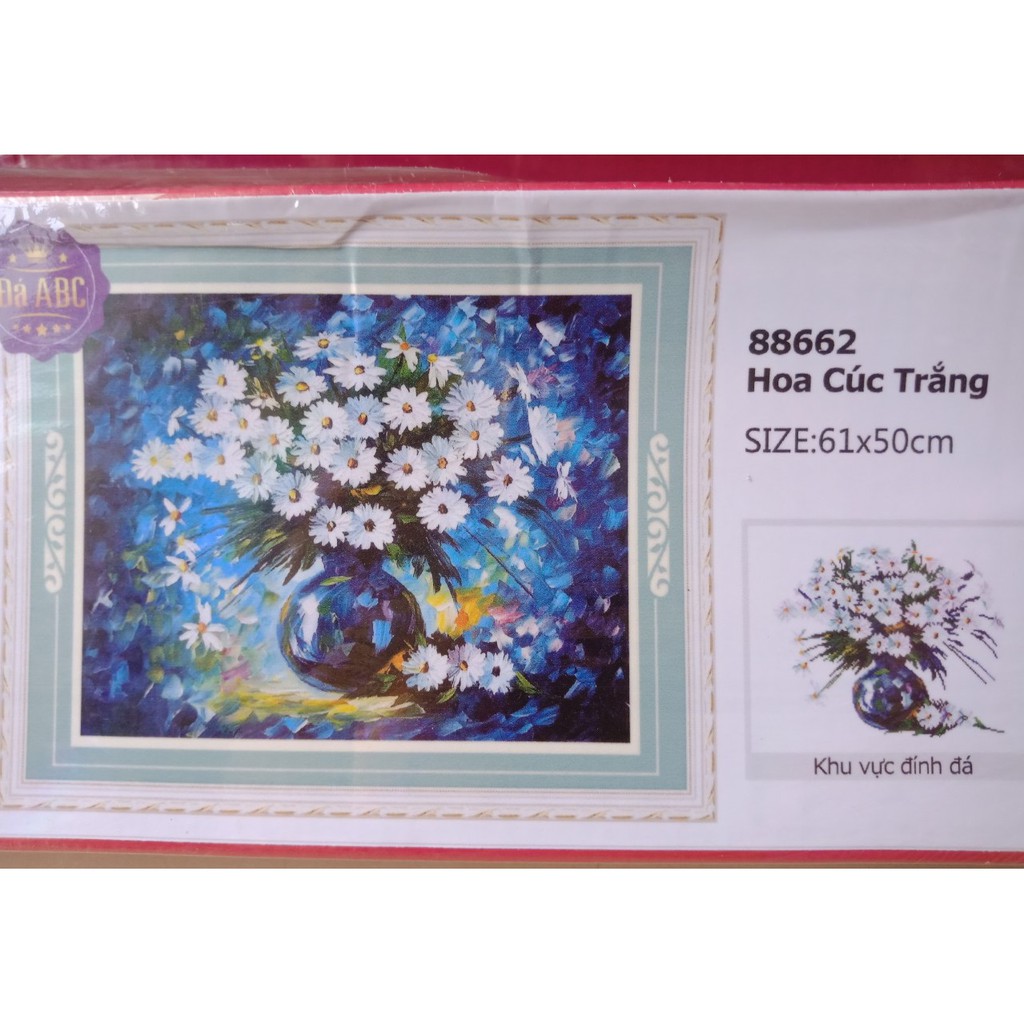 Tranh đính đá Bình Hoa Cúc Trắng 88662
