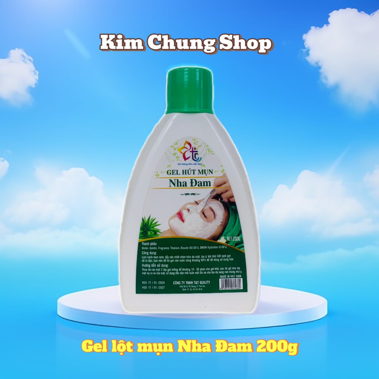 Gel lột mụn T&T 200g (Nha đam, Than hoạt tính)