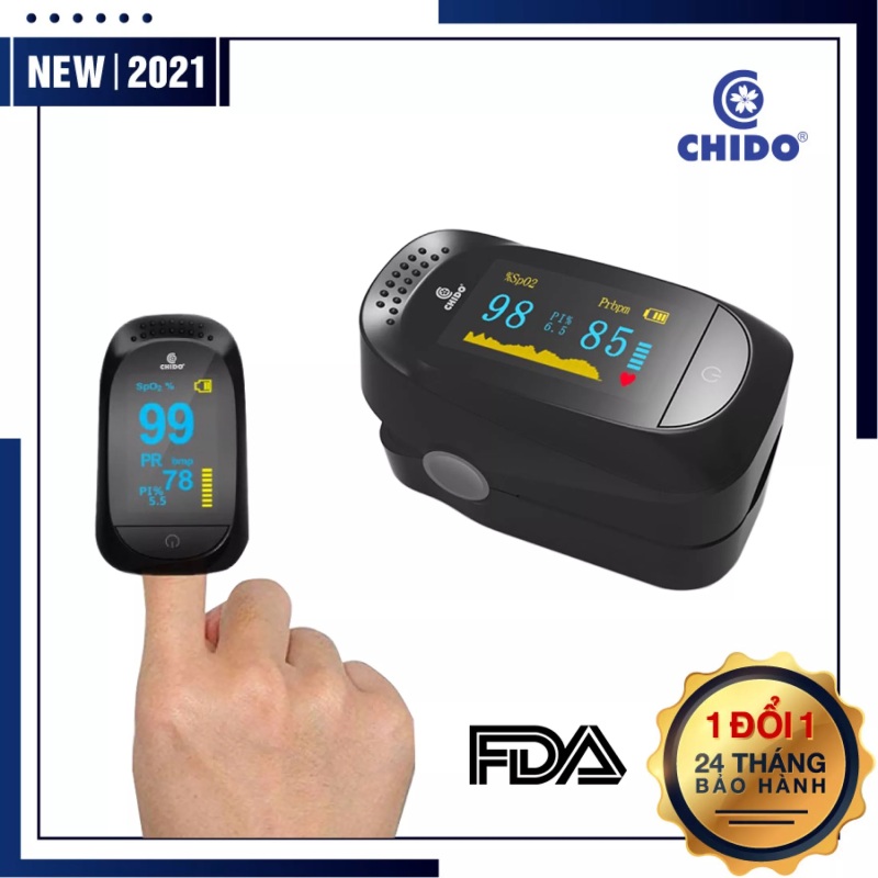 Nơi bán [ LỖI 1 ĐỔI 1] Máy Đo Nồng Độ Oxi Trong Máu Spo2 Chido Nhật Bản Nhập Khẩu Chính Hãng, Theo Dõi Nhịp Tim, Độ Bão Hòa Trong Máu, Chỉ Số Tưới Máu, Chỉ Số Sinh Tồn, Màn Hình LED, Đo Nhanh Chính Xác, Phù Hợp Mọi Lứa Tuổi, BH 24 THÁNG