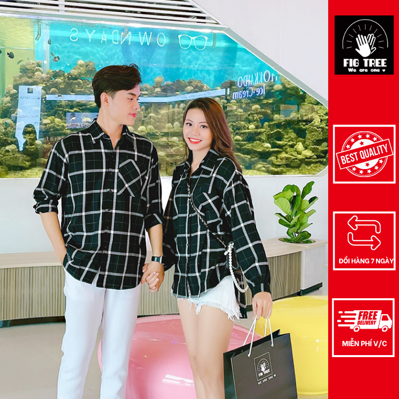 Áo đôi form rộng caro đen trắng fig tree mã 176a