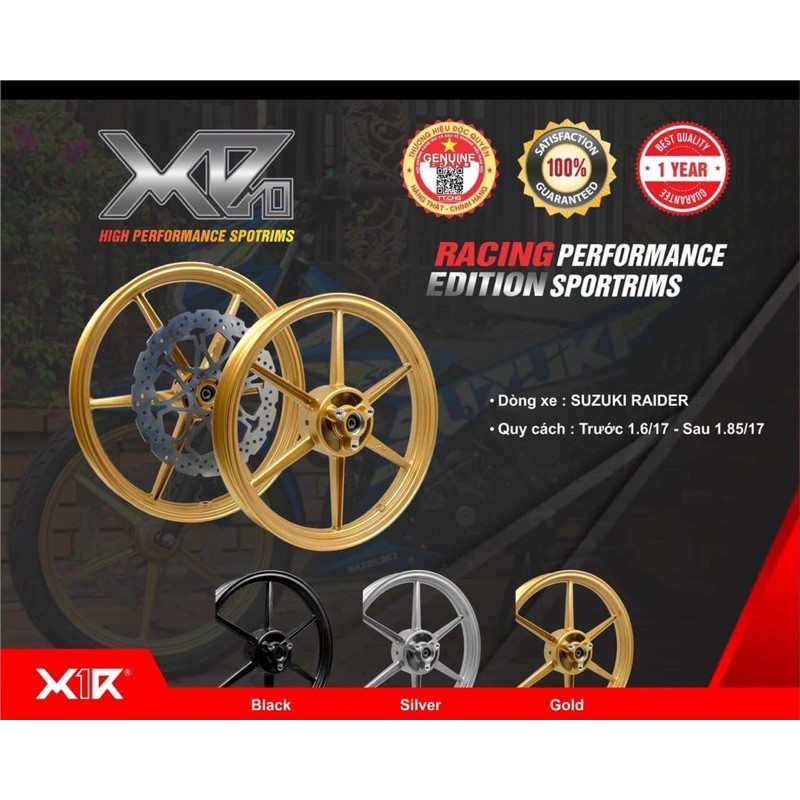 Mâm X1R 6 Cây Suzuki Raider Satria Fi [ Tặng Dĩa Trước]