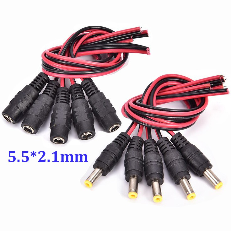 Jack nguồn dc 5.5mm liền dây - 5.5x2.1mm