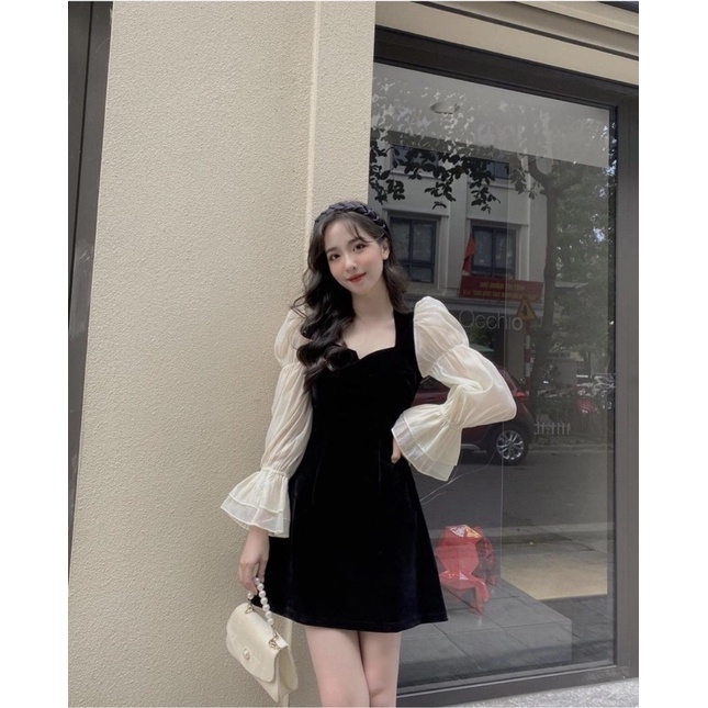 MANES DRESS ( Đầm nhung phối voan )