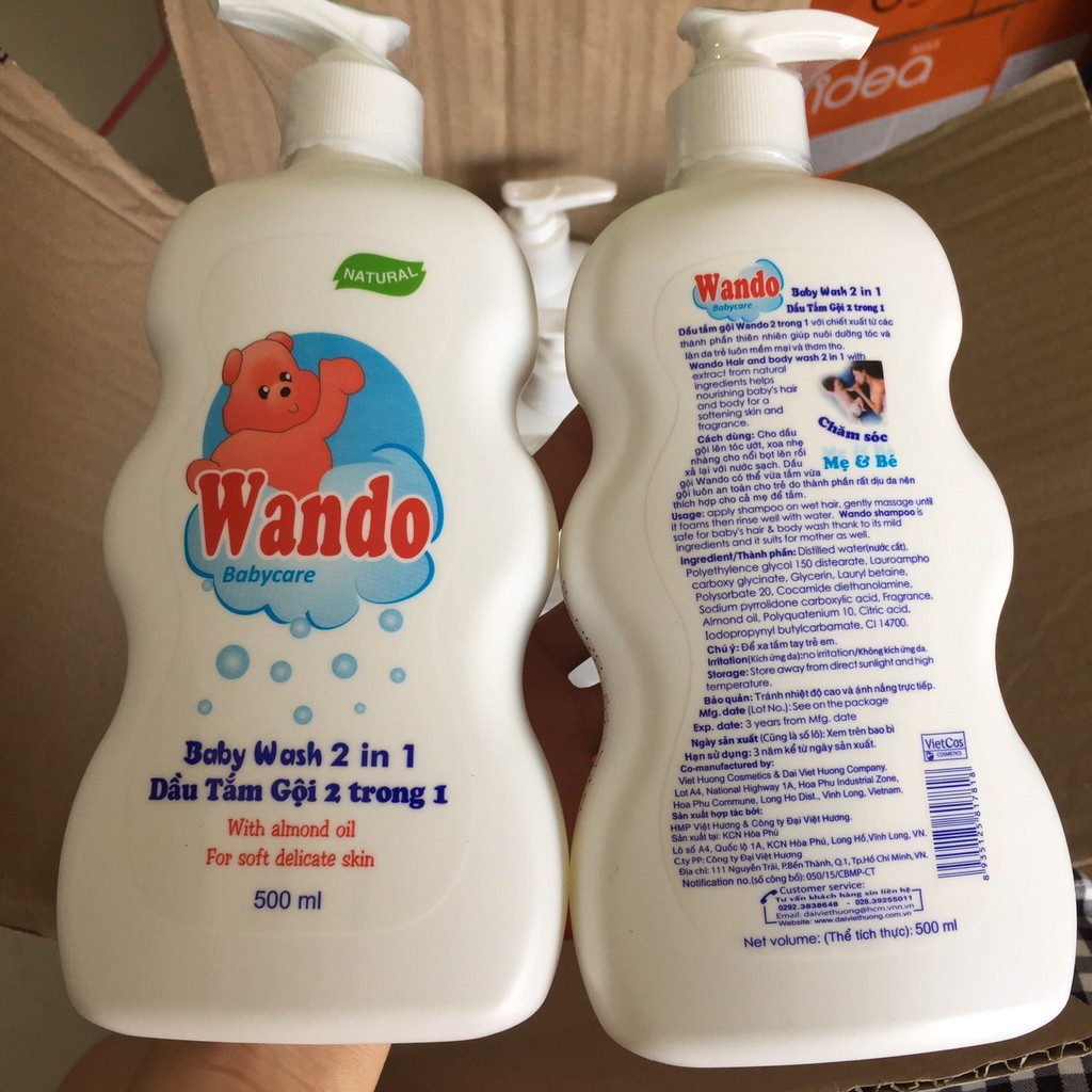 Sữa tắm gội toàn thân 2 trong 1 dành cho mẹ và bé Wando 500ml