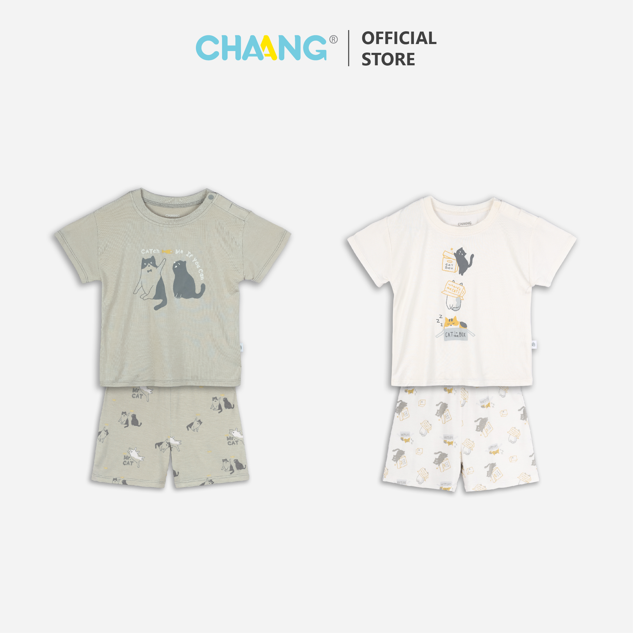 [CHAANG] Bộ cộc cúc vai ngắn Mèo Chaang