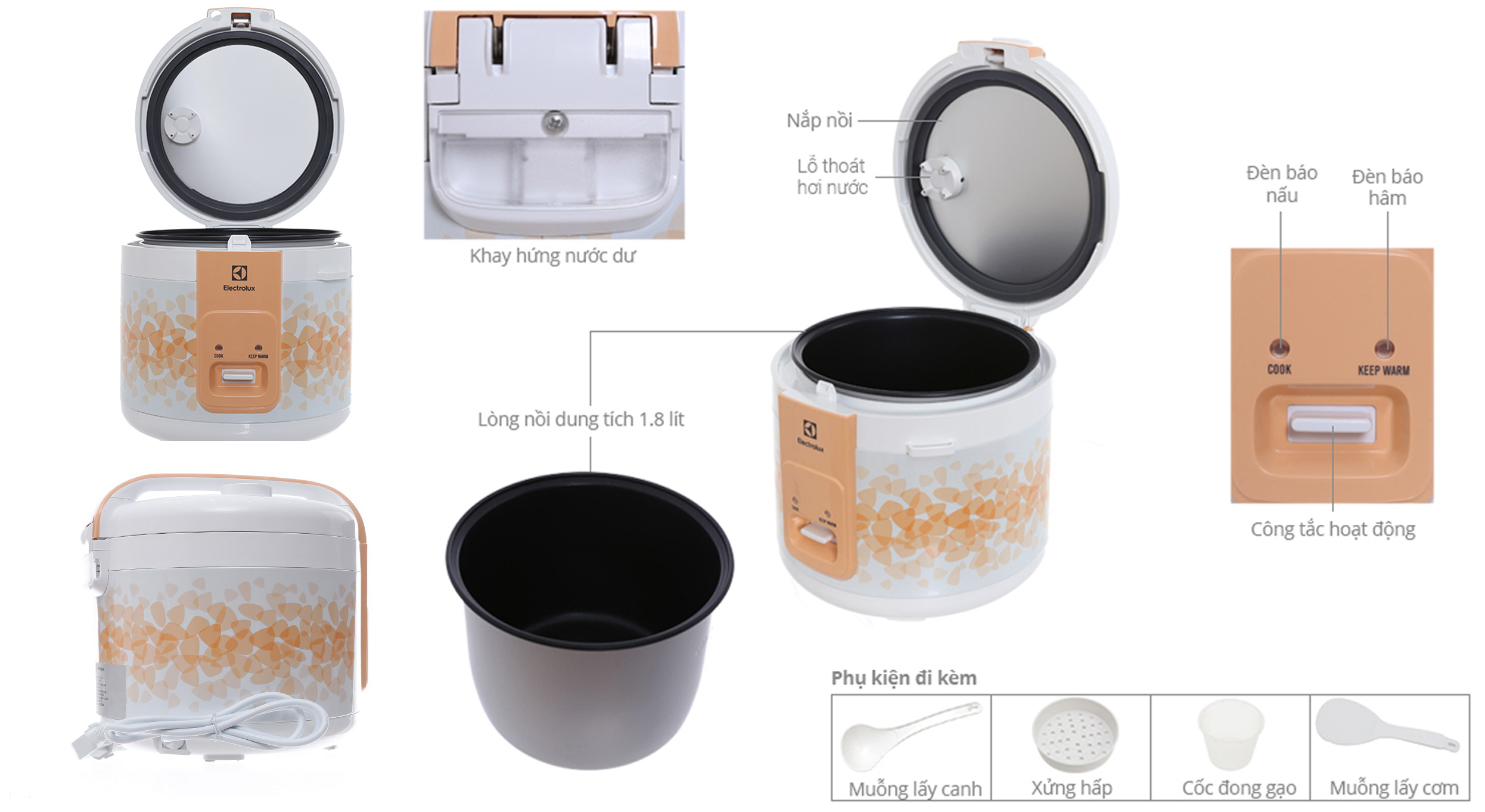 Nồi cơm điện Electrolux 1.8 lít ERC3105