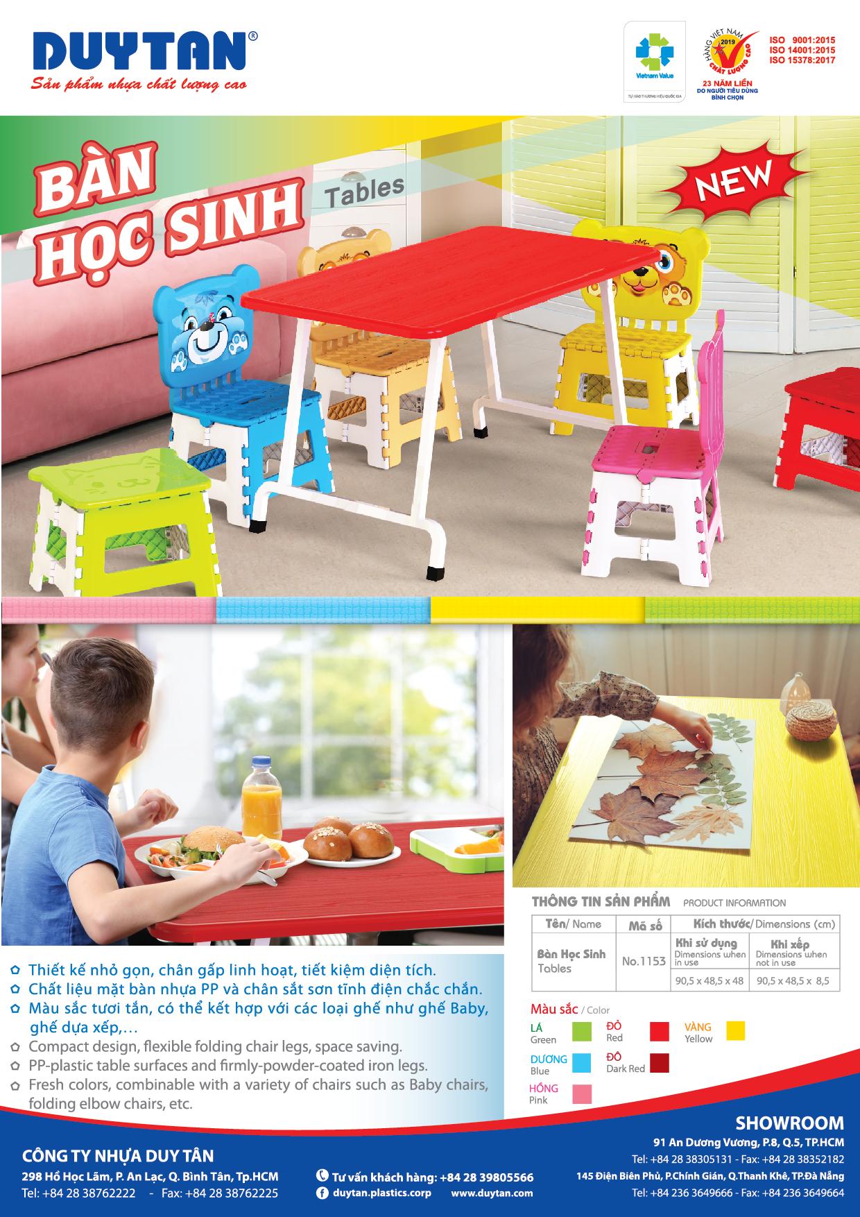 Bàn học sinh Duy Tân ( 90,5 x 48,5 x 48 cm )