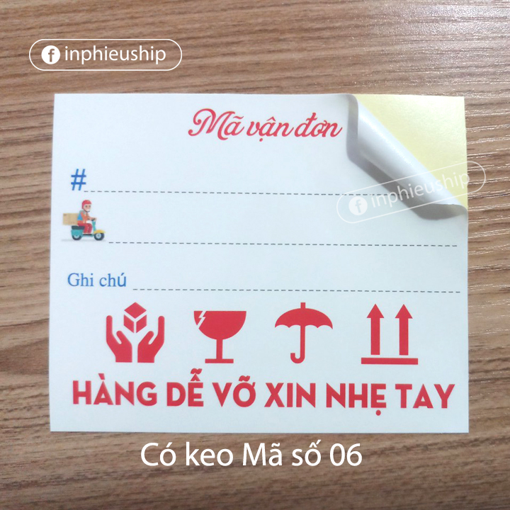 Phiếu ghi mã vận đơn có keo 100 tờ (MS06)