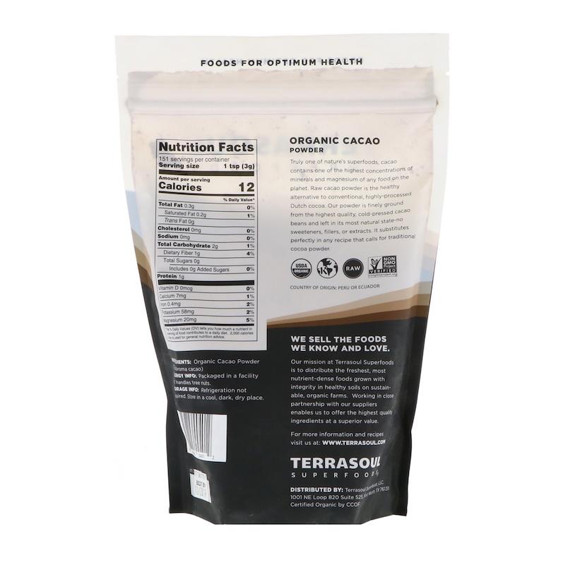 Bột cacao sấy lạnh hữu cơ Terrasoul 454g