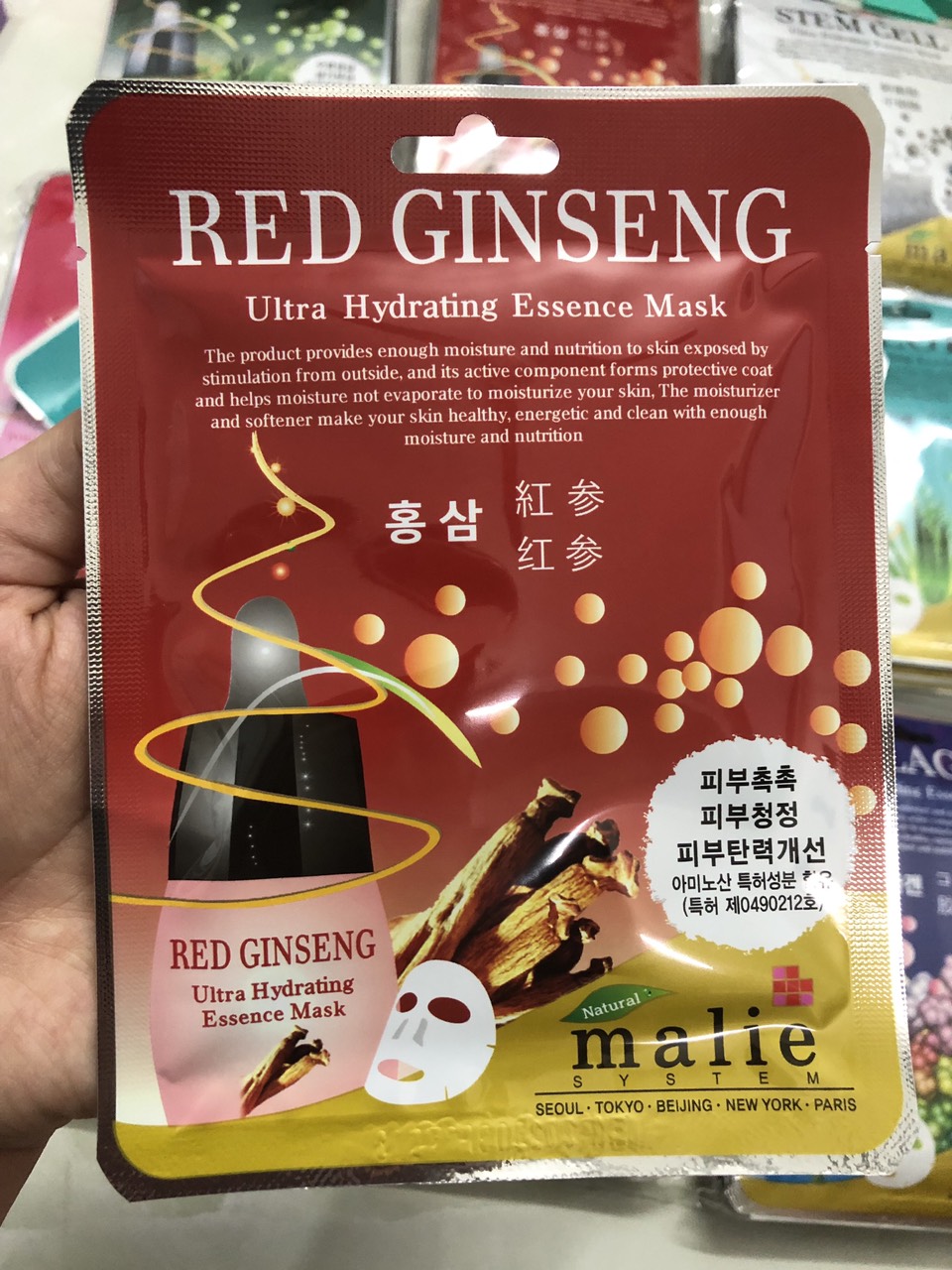 [HCM]Combo 10 Mặt nạ Hàn Quốc nhân sâm đỏ Malie RED GINSENG Mask