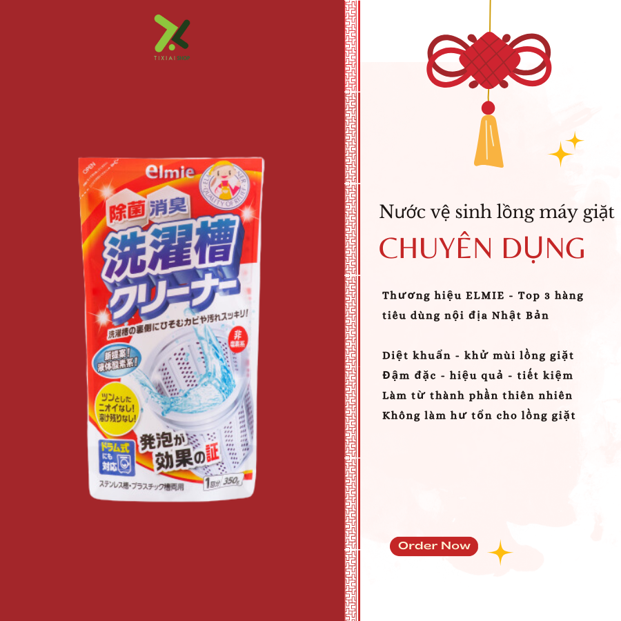 [Chính Hãng] Nước vệ sinh lồng máy giặt Elmie - 350gr (Hàng Nội Địa Nhật Bản) (ELW-992)