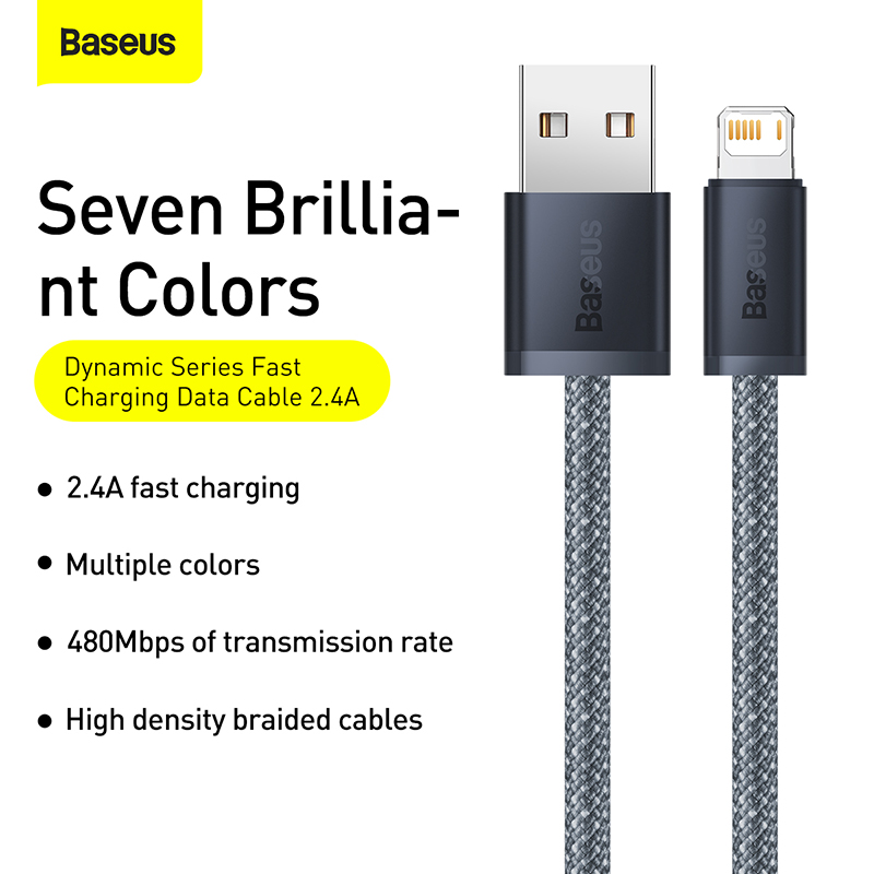 Cáp Sạc Nhanh Lightning Baseus Dynamic Series cho iPhone ( USB to Lightning, 2.4A Fast Charging Data Cable)