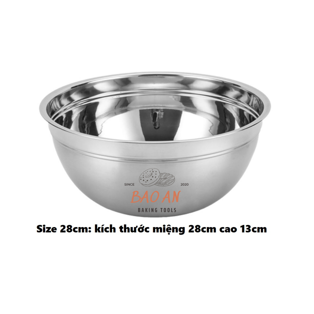 Âu trộn bột/tô trộn bột/ bowl trộn bột inox Full size 20cm-22cm-24cm-26cm-28cm